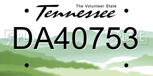 DA40753 Tennessee License Plate