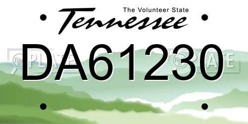 DA61230 Tennessee License Plate