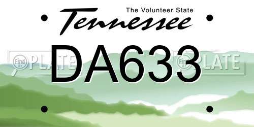 DA633 Tennessee License Plate