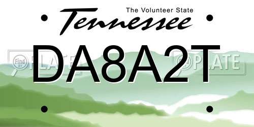 DA8A2T Tennessee License Plate