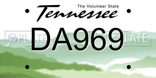 DA969 Tennessee License Plate