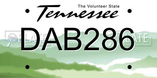 DAB286 Tennessee License Plate