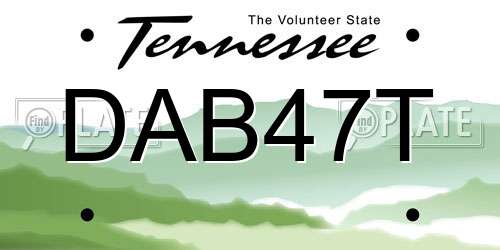 DAB47T Tennessee License Plate