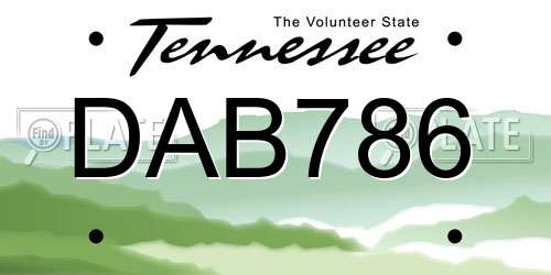 DAB786 Tennessee License Plate