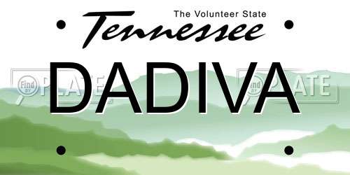 DADIVA Tennessee License Plate