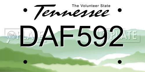 DAF592 Tennessee License Plate