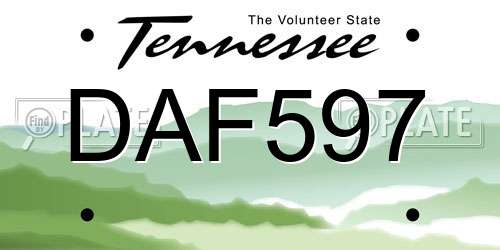 DAF597 Tennessee License Plate