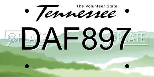 DAF897 Tennessee License Plate