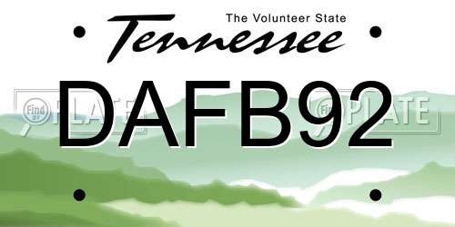 DAFB92 Tennessee License Plate