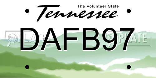 DAFB97 Tennessee License Plate