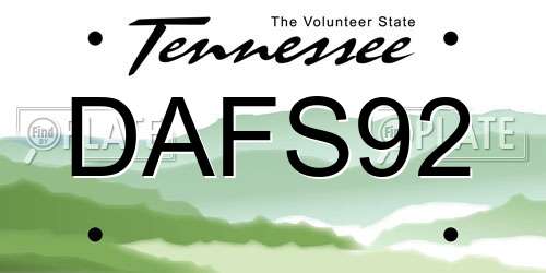 DAFS92 Tennessee License Plate