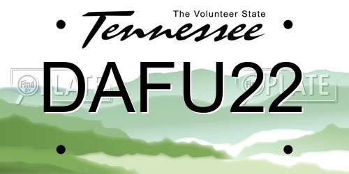 DAFU22 Tennessee License Plate