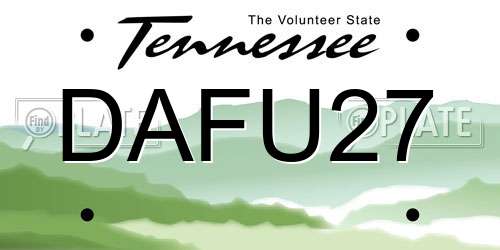 DAFU27 Tennessee License Plate