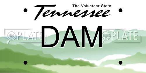 DAM Tennessee License Plate