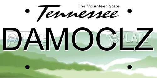 DAMOCLZ Tennessee License Plate