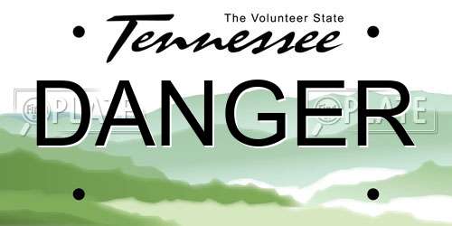 DANGER Tennessee License Plate