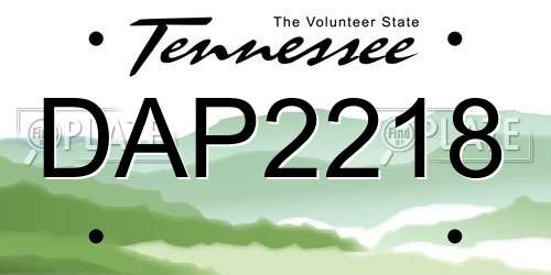 DAP2218 Tennessee License Plate