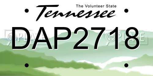 DAP2718 Tennessee License Plate