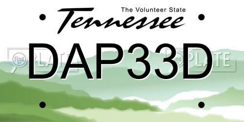 DAP33D Tennessee License Plate