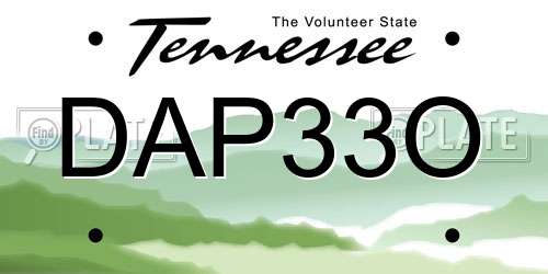 DAP33O Tennessee License Plate