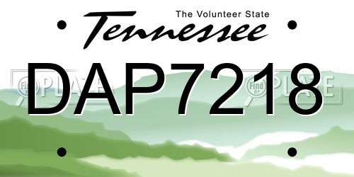 DAP7218 Tennessee License Plate