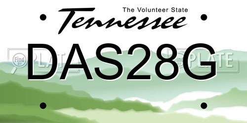DAS28G Tennessee License Plate