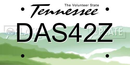 DAS42Z Tennessee License Plate