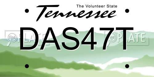 DAS47T Tennessee License Plate
