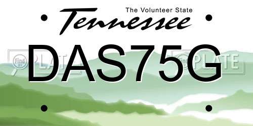 DAS75G Tennessee License Plate