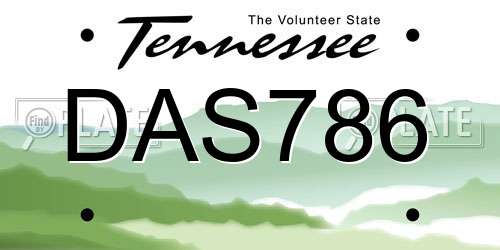 DAS786 Tennessee License Plate