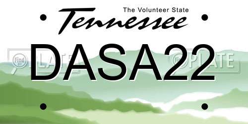 DASA22 Tennessee License Plate