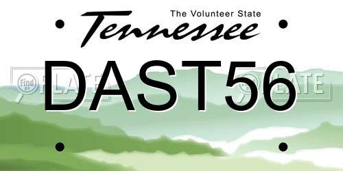 DAST56 Tennessee License Plate