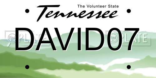 DAVID07 Tennessee License Plate