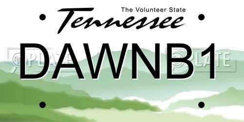 DAWNB1 Tennessee License Plate