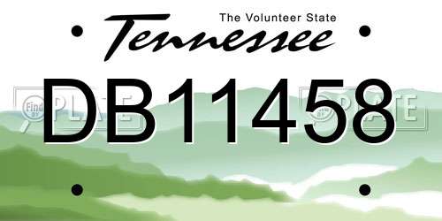 DB11458 Tennessee License Plate