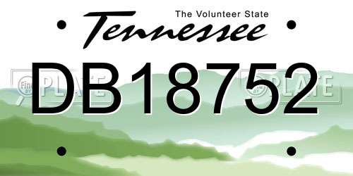 DB18752 Tennessee License Plate