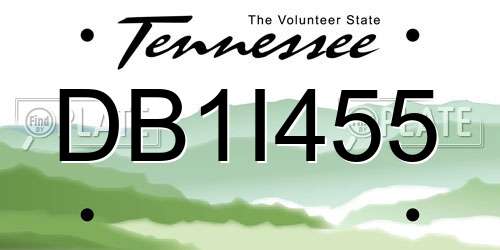 DB1I455 Tennessee License Plate