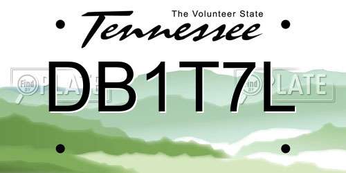 DB1T7L Tennessee License Plate