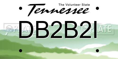 DB2B2I Tennessee License Plate