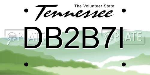 DB2B7I Tennessee License Plate