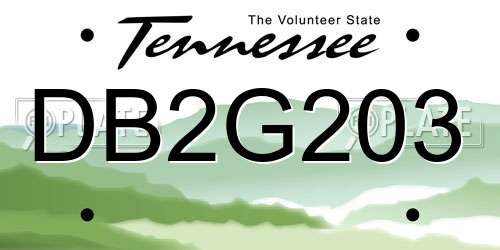 DB2G203 Tennessee License Plate