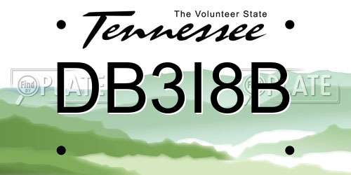 DB3I8B Tennessee License Plate