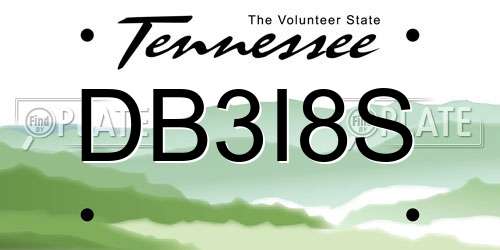 DB3I8S Tennessee License Plate