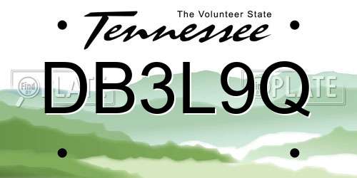 DB3L9Q Tennessee License Plate