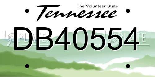 DB40554 Tennessee License Plate