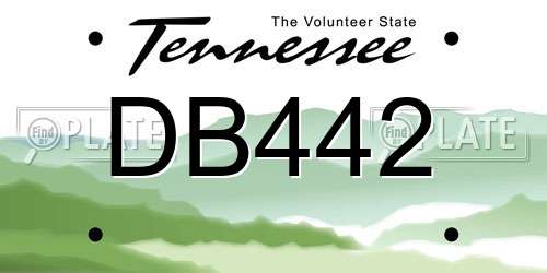 DB442 Tennessee License Plate