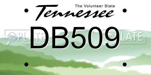 DB509 Tennessee License Plate