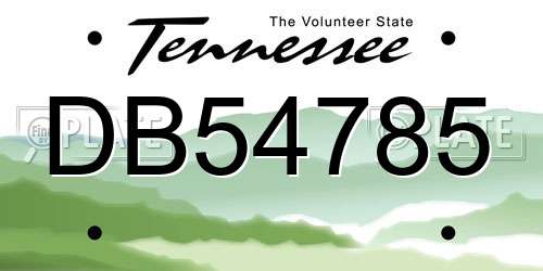 DB54785 Tennessee License Plate