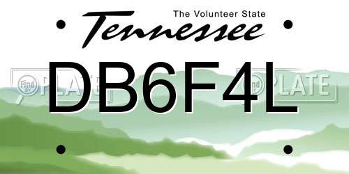 DB6F4L Tennessee License Plate