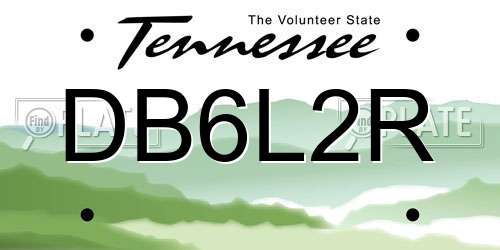 DB6L2R Tennessee License Plate